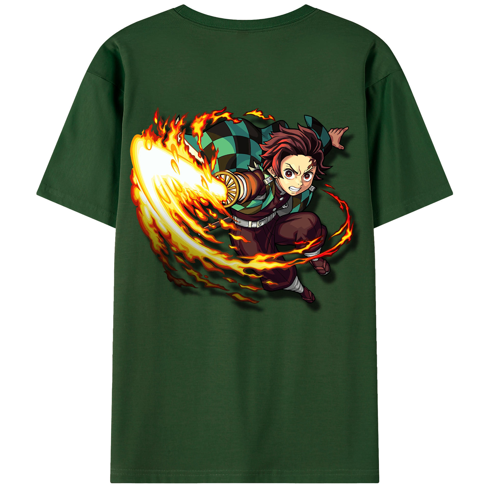 （画像用） 鬼滅の刃 竈門 炭治郎／かまど たんじろう Kamado Tanjirou 綿100％半袖Tシャツ（背面プリント）